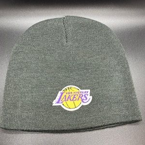 Gray Los Angeles Lakers patch beanie